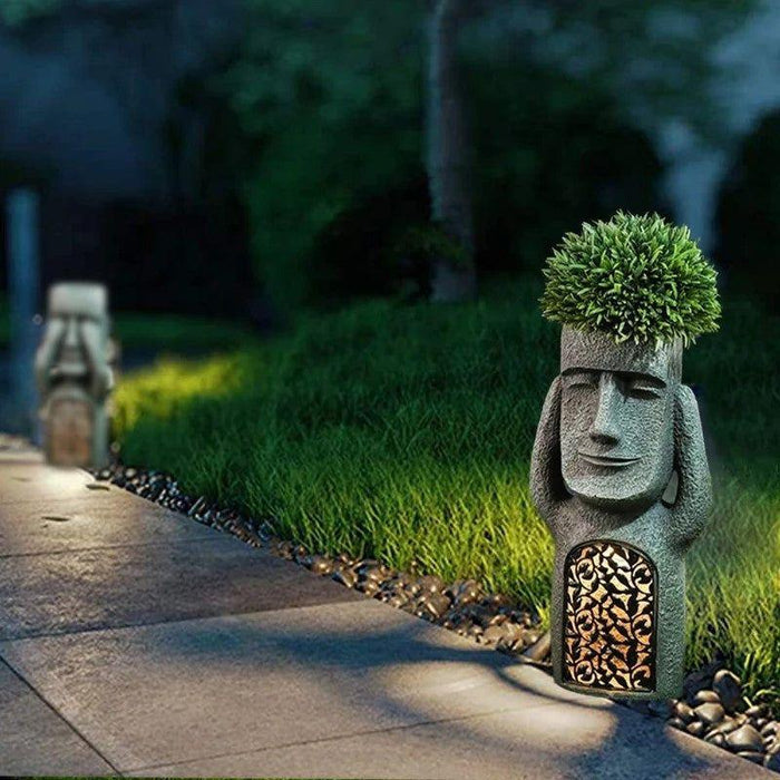 Outdoor Solar Powered Planter Garden Statue Pot