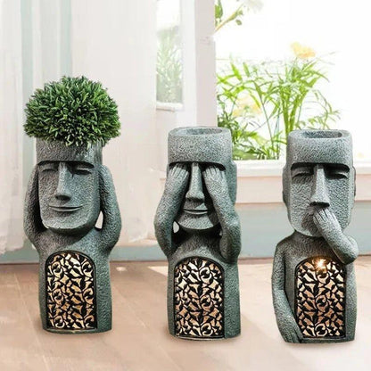 Outdoor Solar Powered Planter Garden Statue Pot