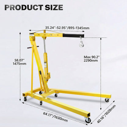 Compact 2 Ton Folding Hydraulic Garage Lift Crane