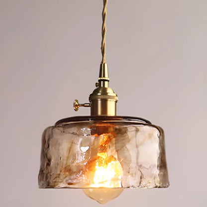Elegant Amber Glass Chandelier Lamp