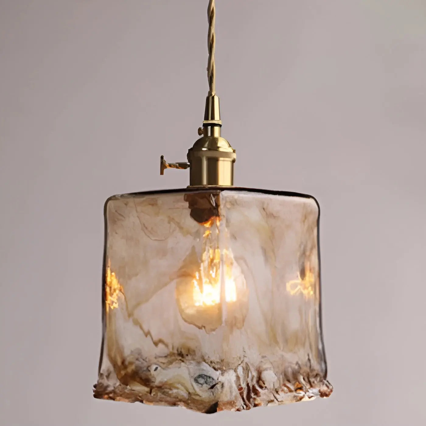 Elegant Amber Glass Chandelier Lamp
