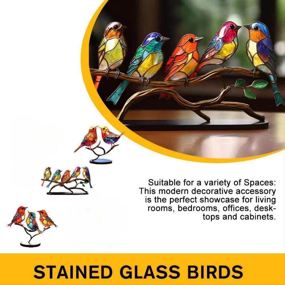 Glass Bird Ornaments – Modern Home Accent with Handmade Acrylic Decor and Vibrant, Long-Lasting Colors