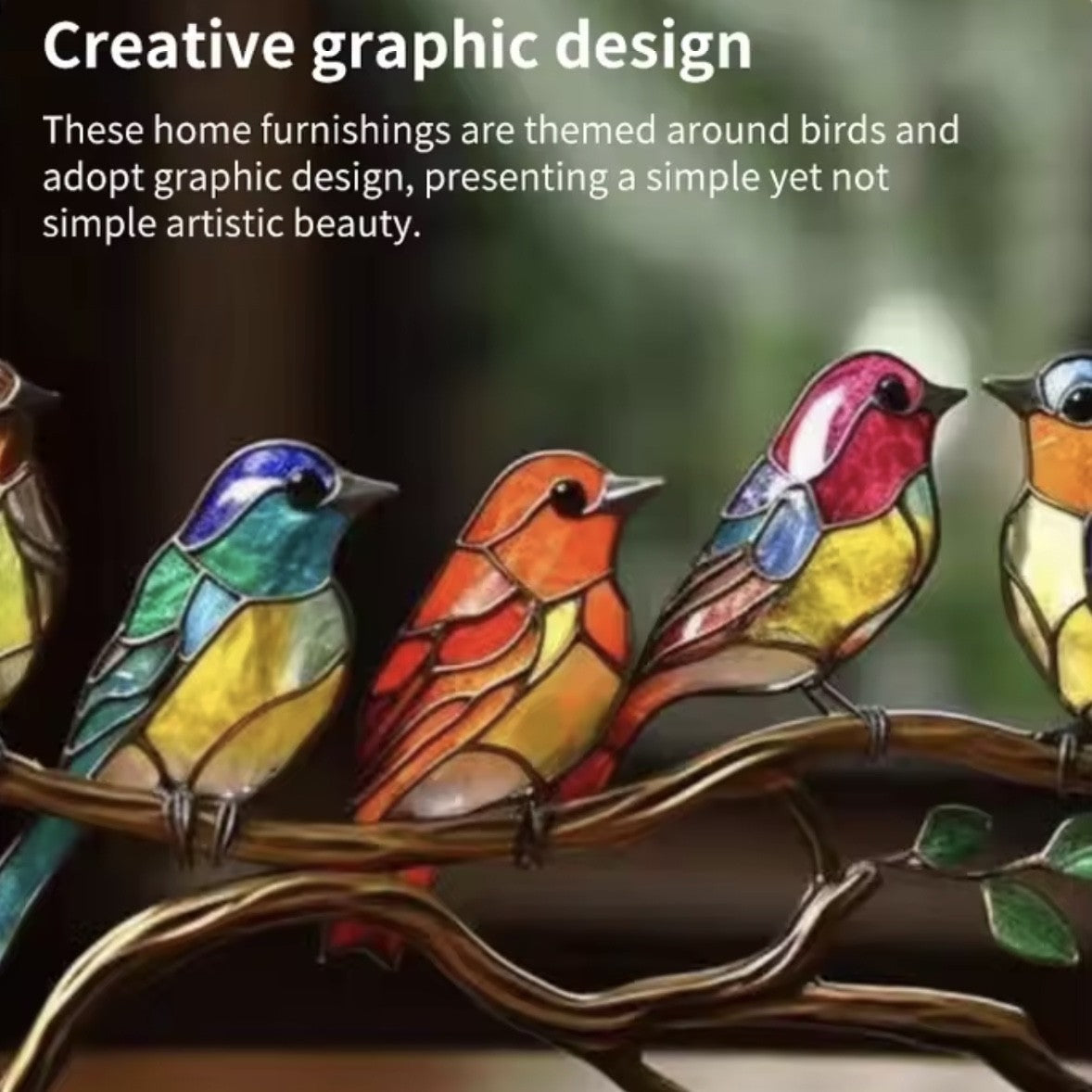 Glass Bird Ornaments – Modern Home Accent with Handmade Acrylic Decor and Vibrant, Long-Lasting Colors