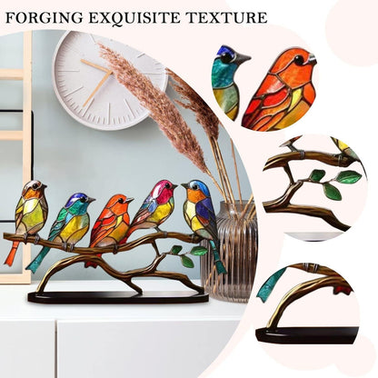 Glass Bird Ornaments – Modern Home Accent with Handmade Acrylic Decor and Vibrant, Long-Lasting Colors