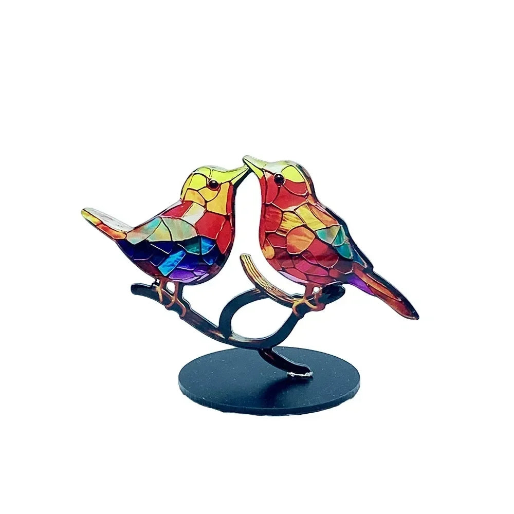 Glass Bird Ornaments – Modern Home Accent with Handmade Acrylic Decor and Vibrant, Long-Lasting Colors