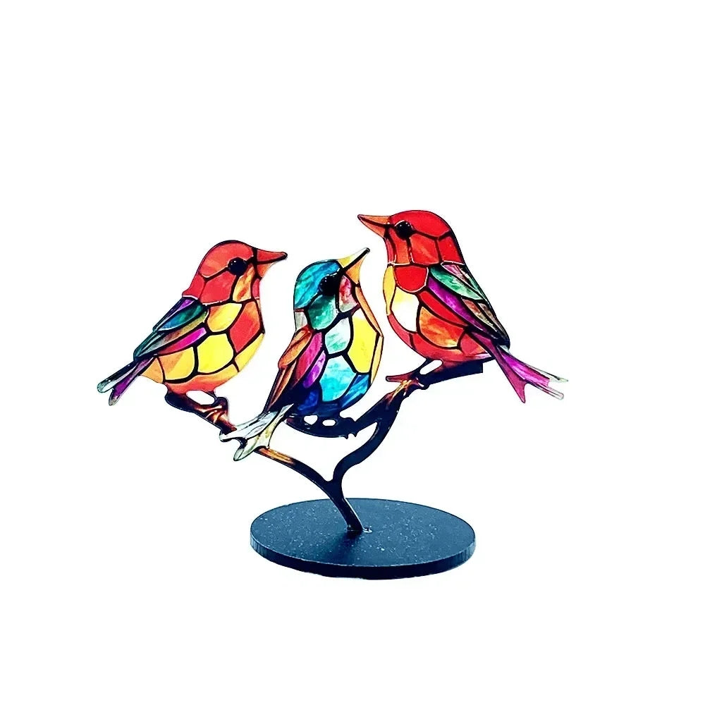 Glass Bird Ornaments – Modern Home Accent with Handmade Acrylic Decor and Vibrant, Long-Lasting Colors