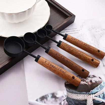 Gold Stainless Steel Measuring Cups and Spoons Set with Wooden Handles – 4 Measuring Cups and 4 Measuring Spoons 8
