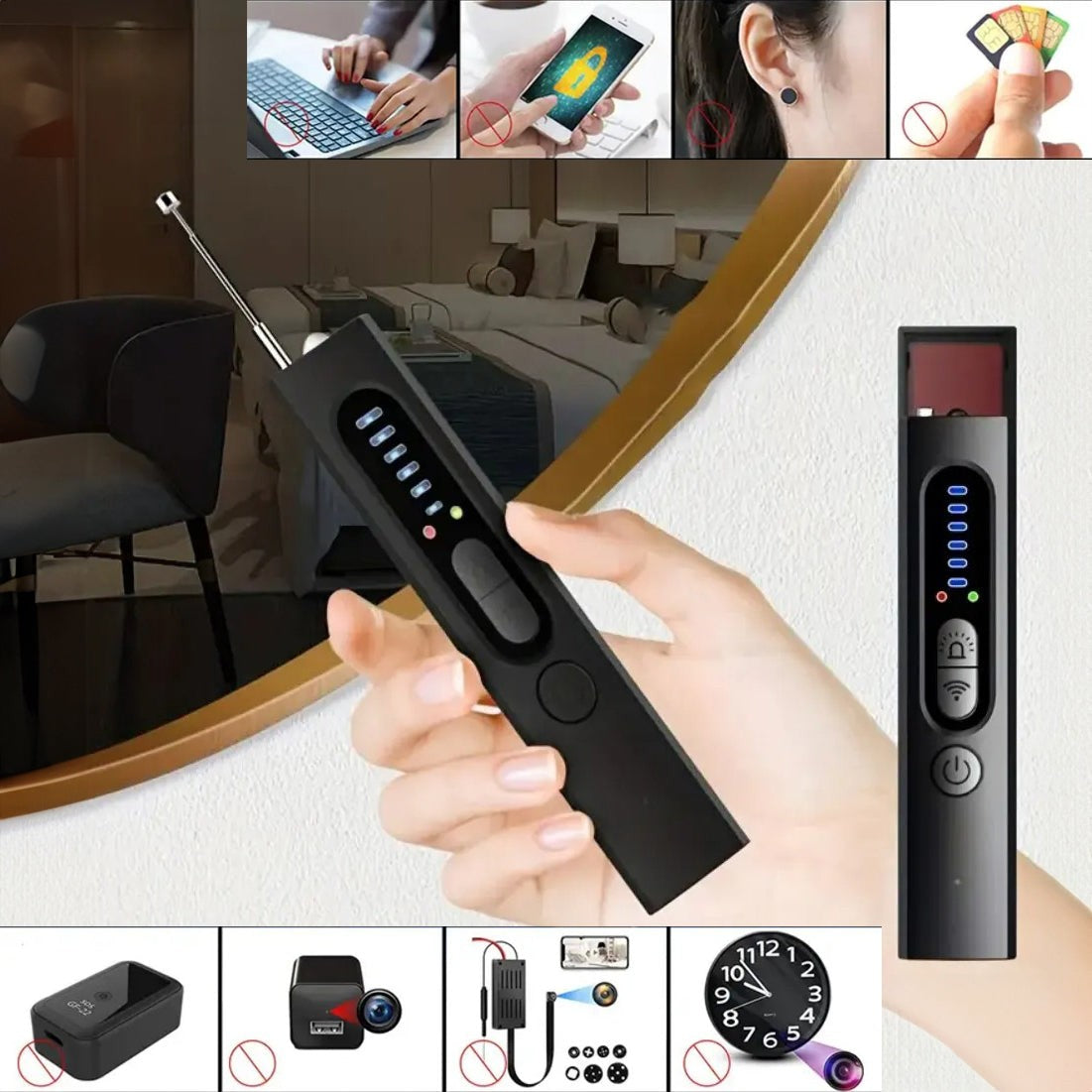 Portable Spy Detector GPS Tracking Device Scanner - Halri