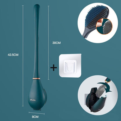 Bathroom Silicone Toilet Brush with Holder and Fast Dry Design