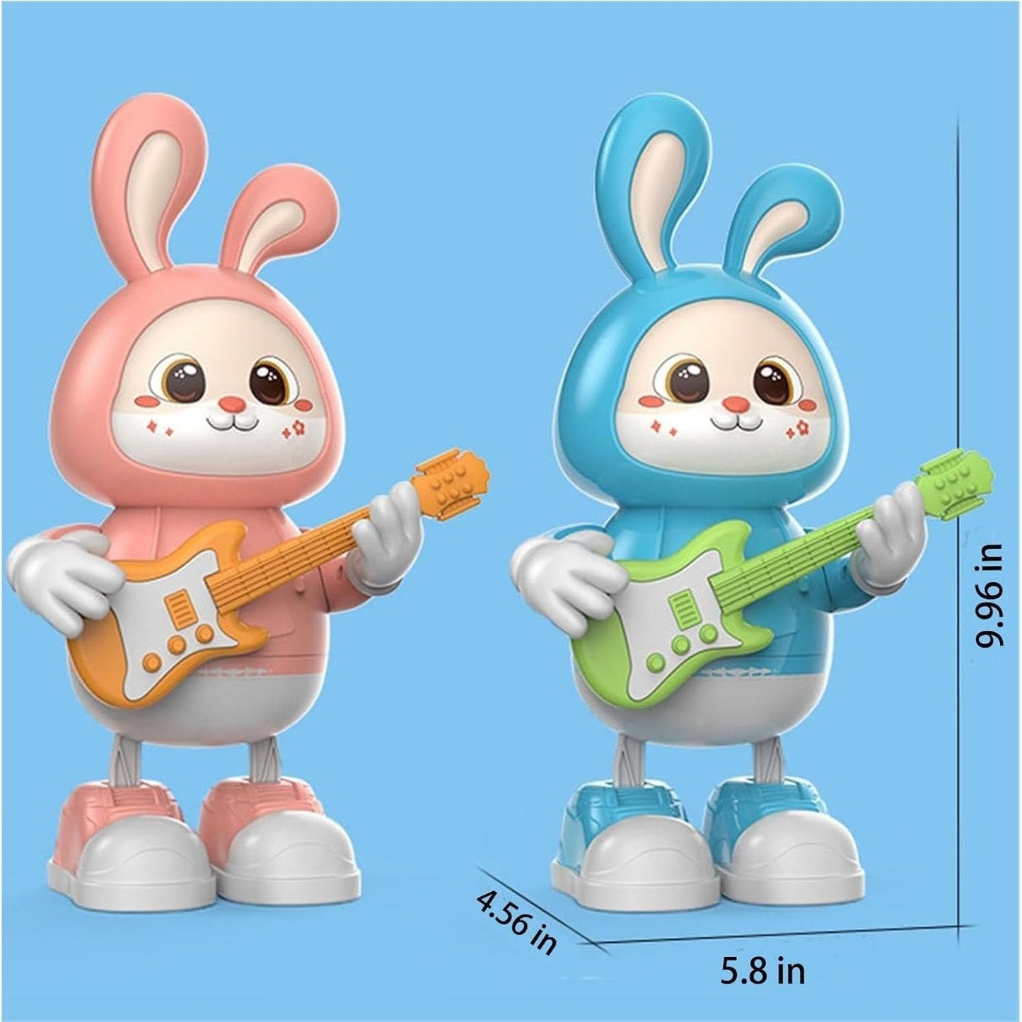 Guitarist Rabbit Toy with Music & Lights, Walking LED Bunny, Perfect Gift for Ages 3+