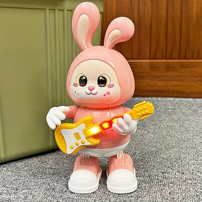 Guitarist Rabbit Toy with Music & Lights, Walking LED Bunny, Perfect Gift for Ages 3+