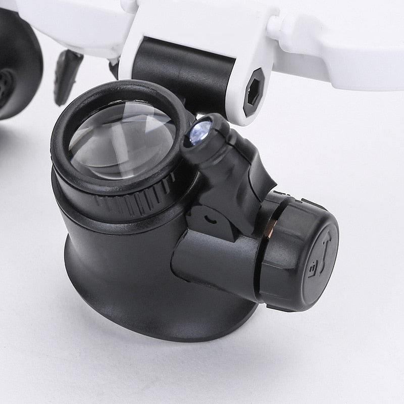 LED Adjustable Magnifier Headband With Swappable Lenses