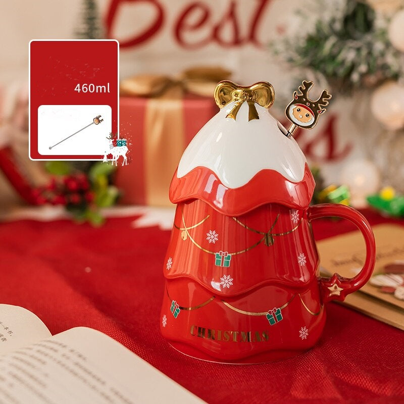 Colorful 3D Printed Holiday Tree Coffee Mug