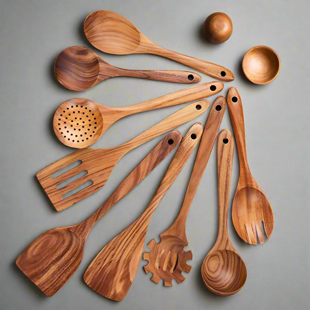 Eco Friendly Teak Wooden Kitchen Utensil Set - Halri