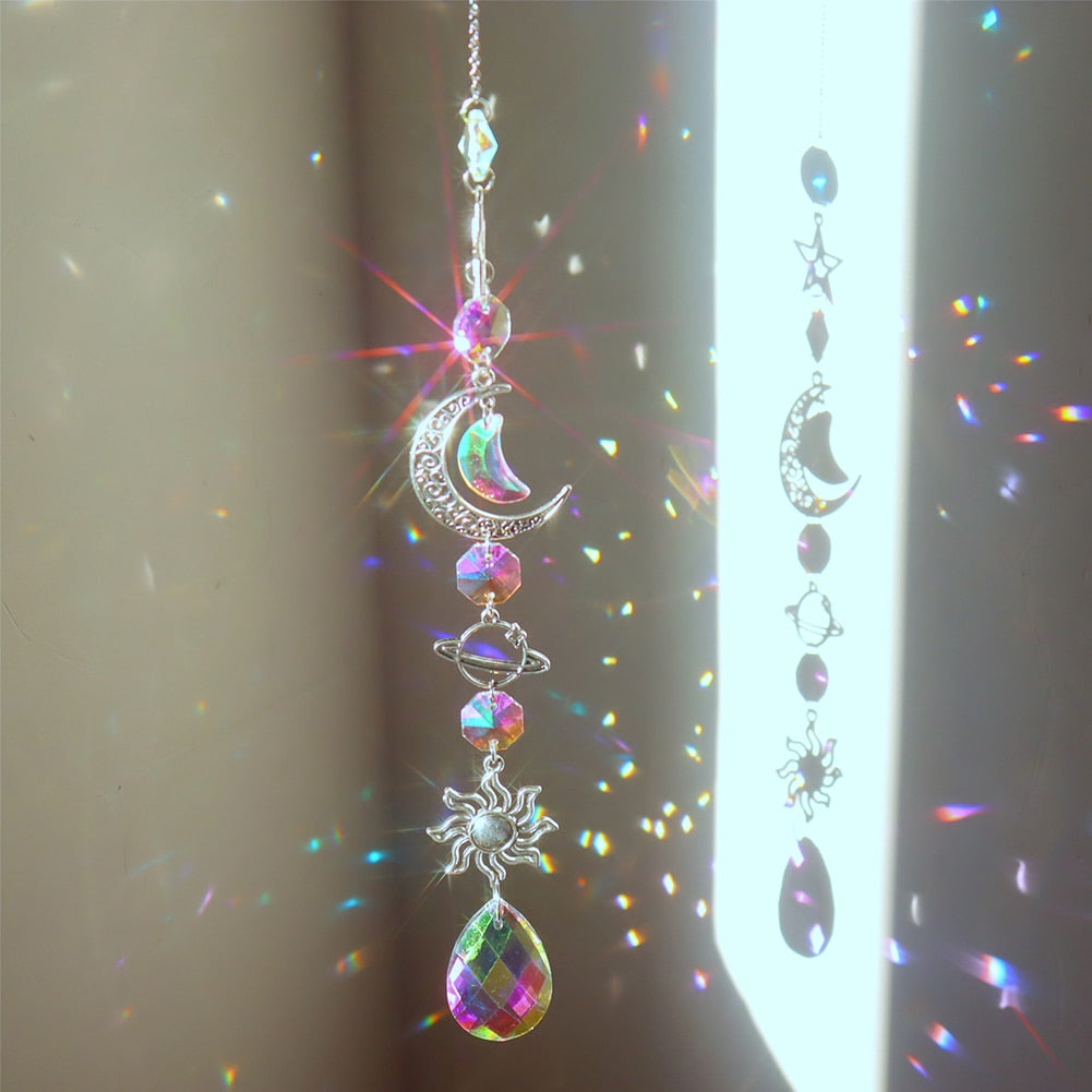 Beautiful Crystal Moon Wind Chime Catcher