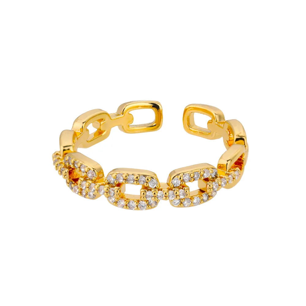 Luxury Adjustable Chain Link Diamond Ring - Halri