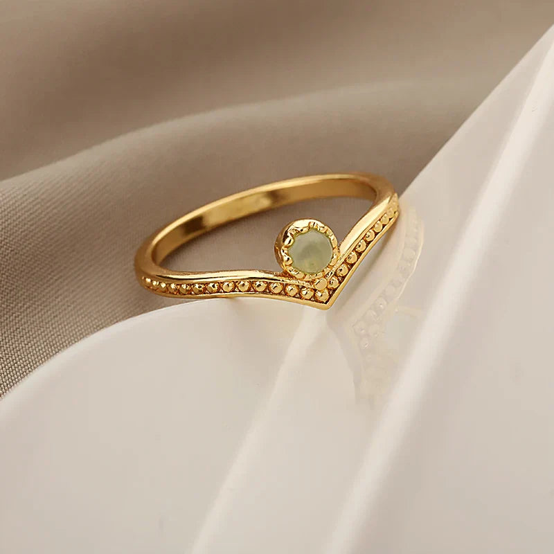 Classic Opal Solitaire Crown Ring