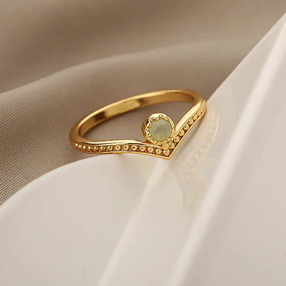Classic Opal Solitaire Crown Ring