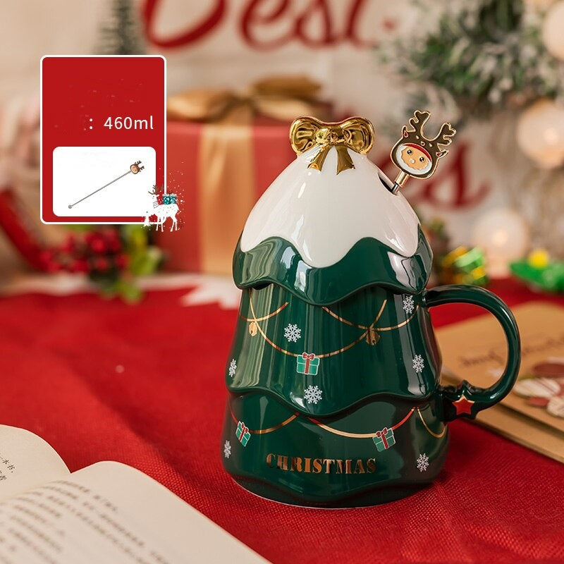 Colorful 3D Printed Holiday Tree Coffee Mug
