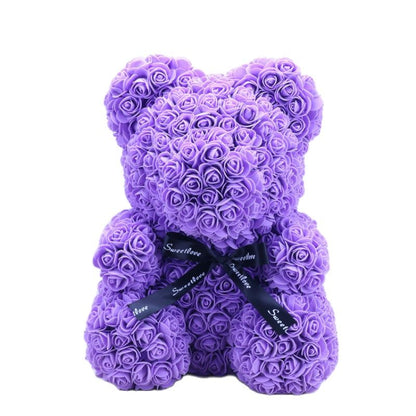 Fake Rose Bear Stuffed Animal Toy