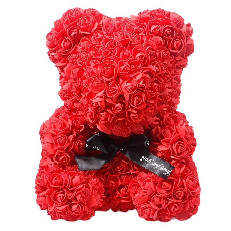 Fake Rose Bear Stuffed Animal Toy