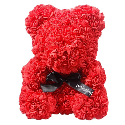 Fake Rose Bear Stuffed Animal Toy