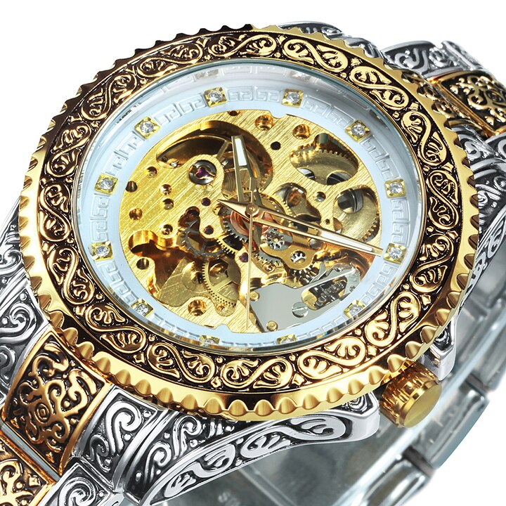Vintage Style Engraved Mechanical Men's Watch