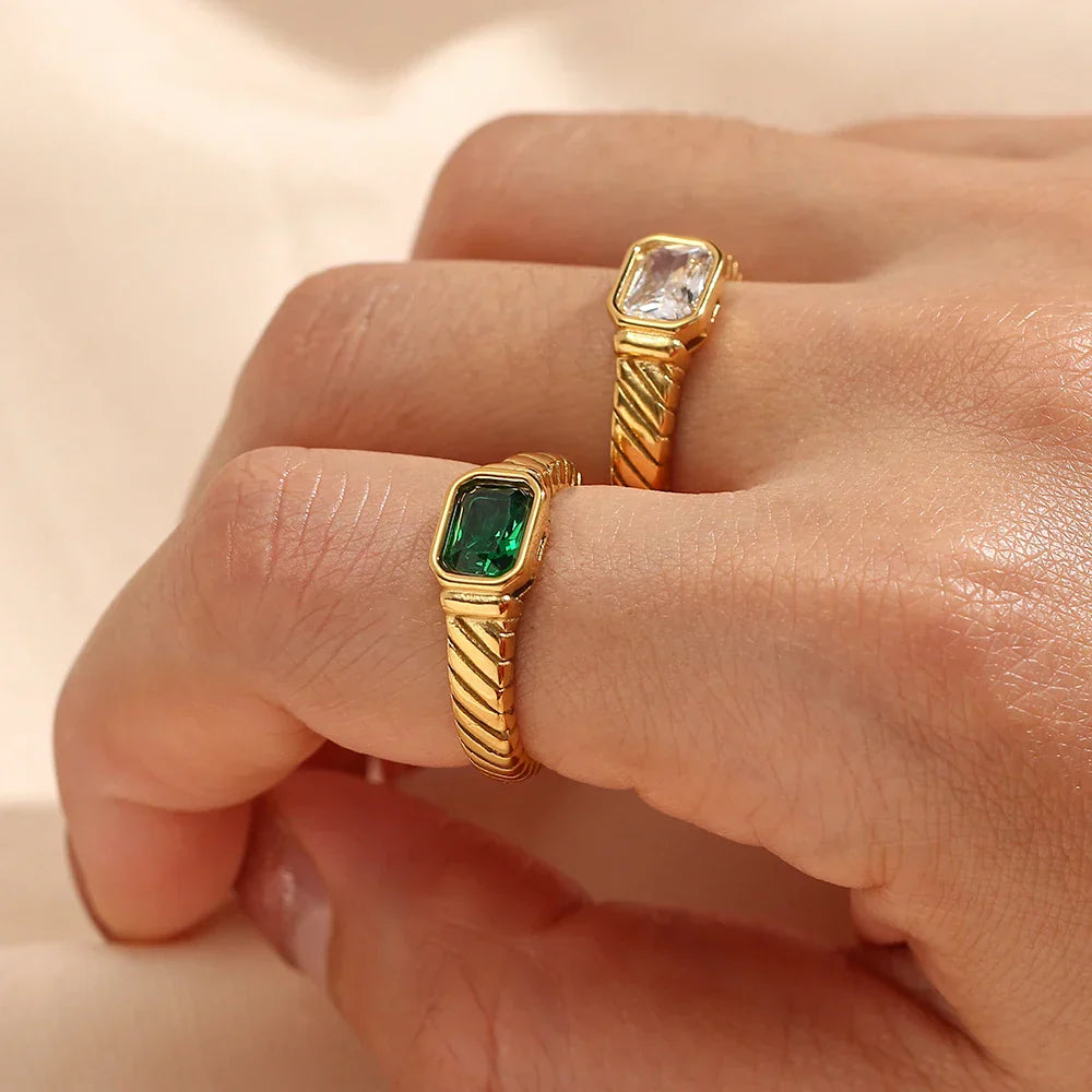 Elegant Striped Diamond Baguette Ring - Halri
