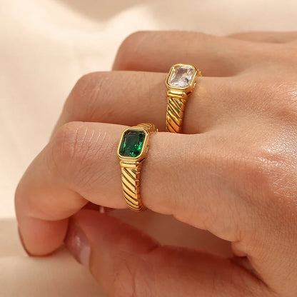 Elegant Striped Diamond Baguette Ring - Halri