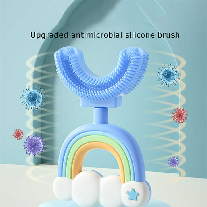 Colorful Kids Silicone Toothbrush Fun U-Shaped Design - Halri
