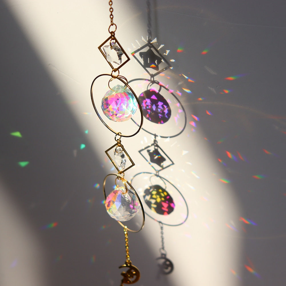 Beautiful Crystal Moon Wind Chime Catcher