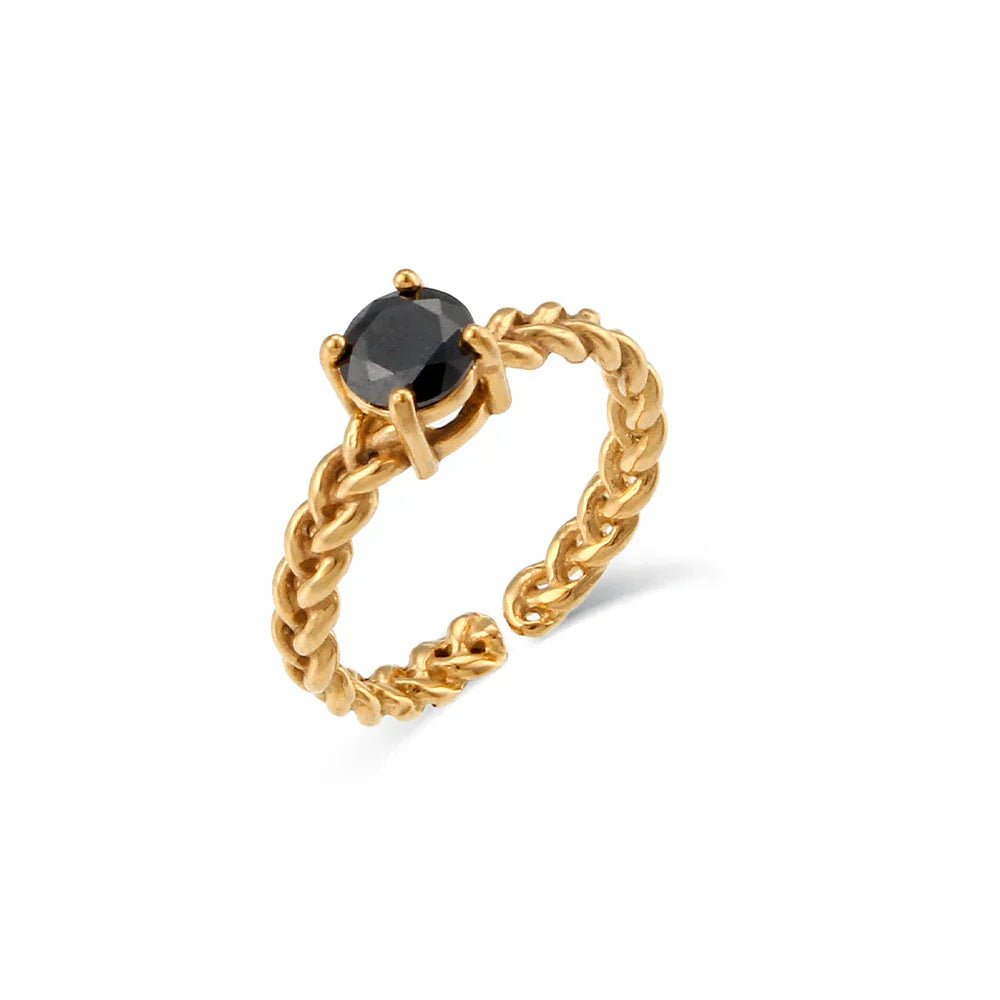 Elegant Braided Ring with Diamond Stone