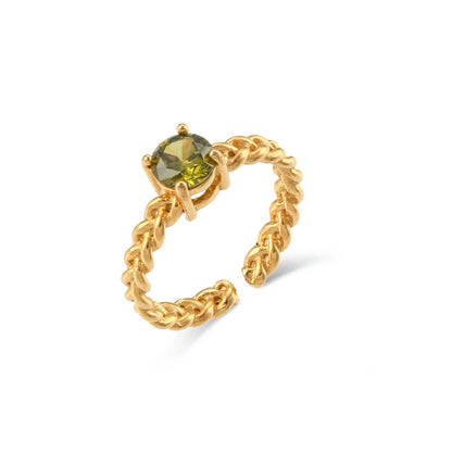 Elegant Braided Ring with Diamond Stone