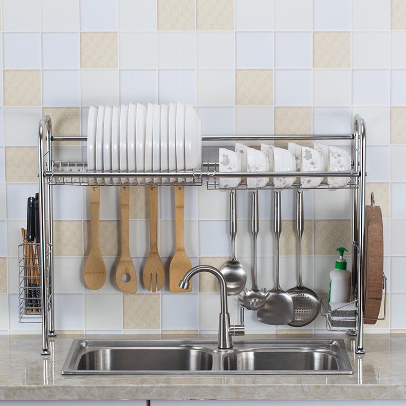 Space Saving Stainless Steel Kitchen Sink Dish Rack