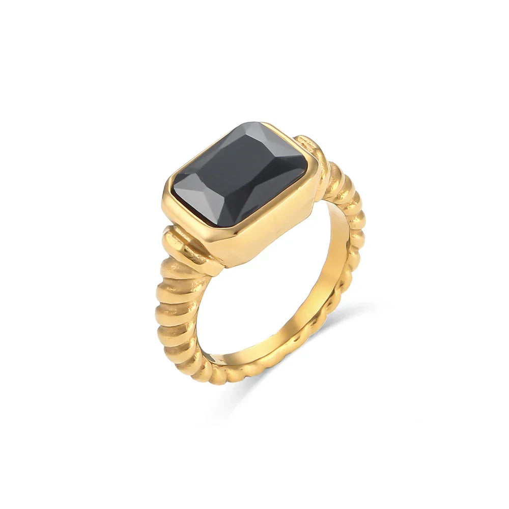 Bold Cross Stripe Diamond Baguette Ring