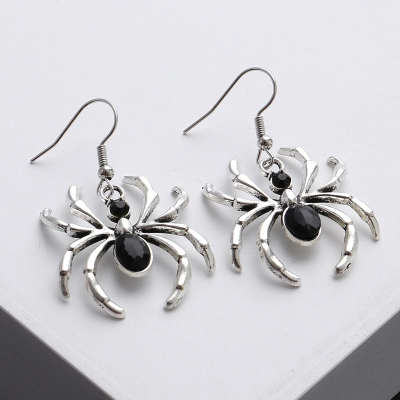 Boho Dark Spider Dangle Earrings - Halri