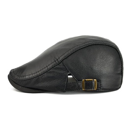 Classic Vintage Leather Newsboy Hat - Halri