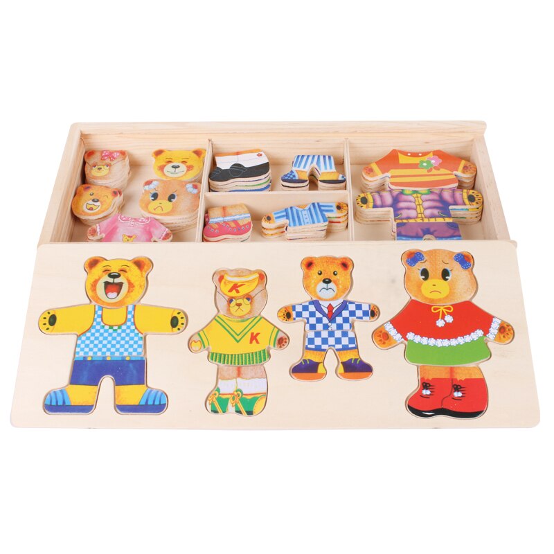 Kids Wooden Dress Up Storage Rack and Puzzle Toy - Halri