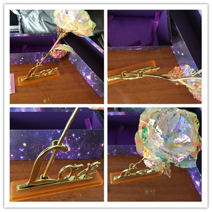 Luxurious Rose Gold Galaxy Rose with Optional Stand