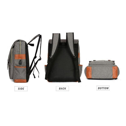 Classic Student Backpack USB Charging Bag