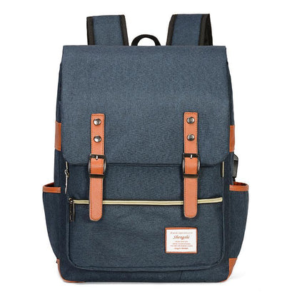Classic Student Backpack USB Charging Bag