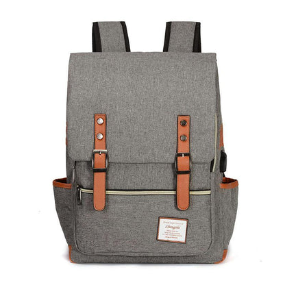 Classic Student Backpack USB Charging Bag