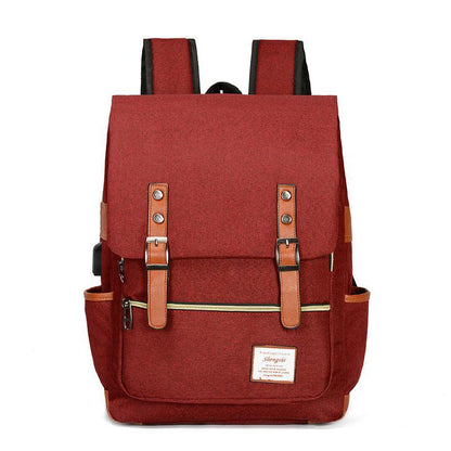 Classic Student Backpack USB Charging Bag