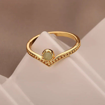 Classic Opal Solitaire Crown Ring - Halri