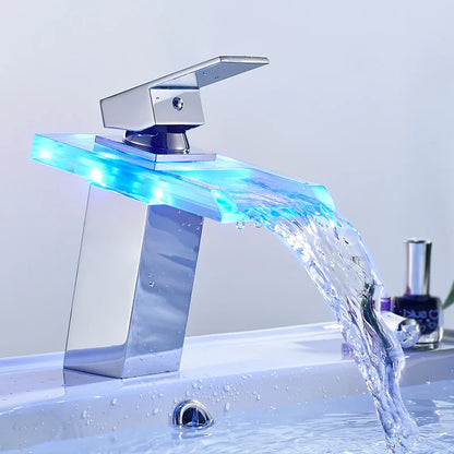 Luxury LED Gold Cascade Kitchen Faucet
