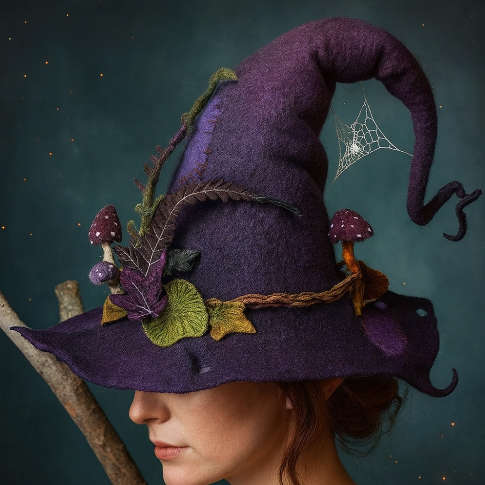 Spooky Witch Hat Soft Merino Wool Halloween Costume Accessory - Halri