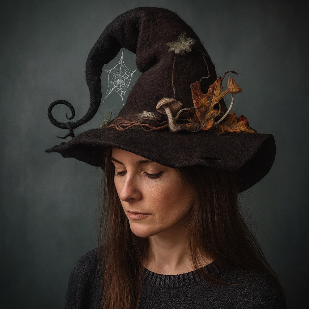 Spooky Witch Hat Soft Merino Wool Halloween Costume Accessory