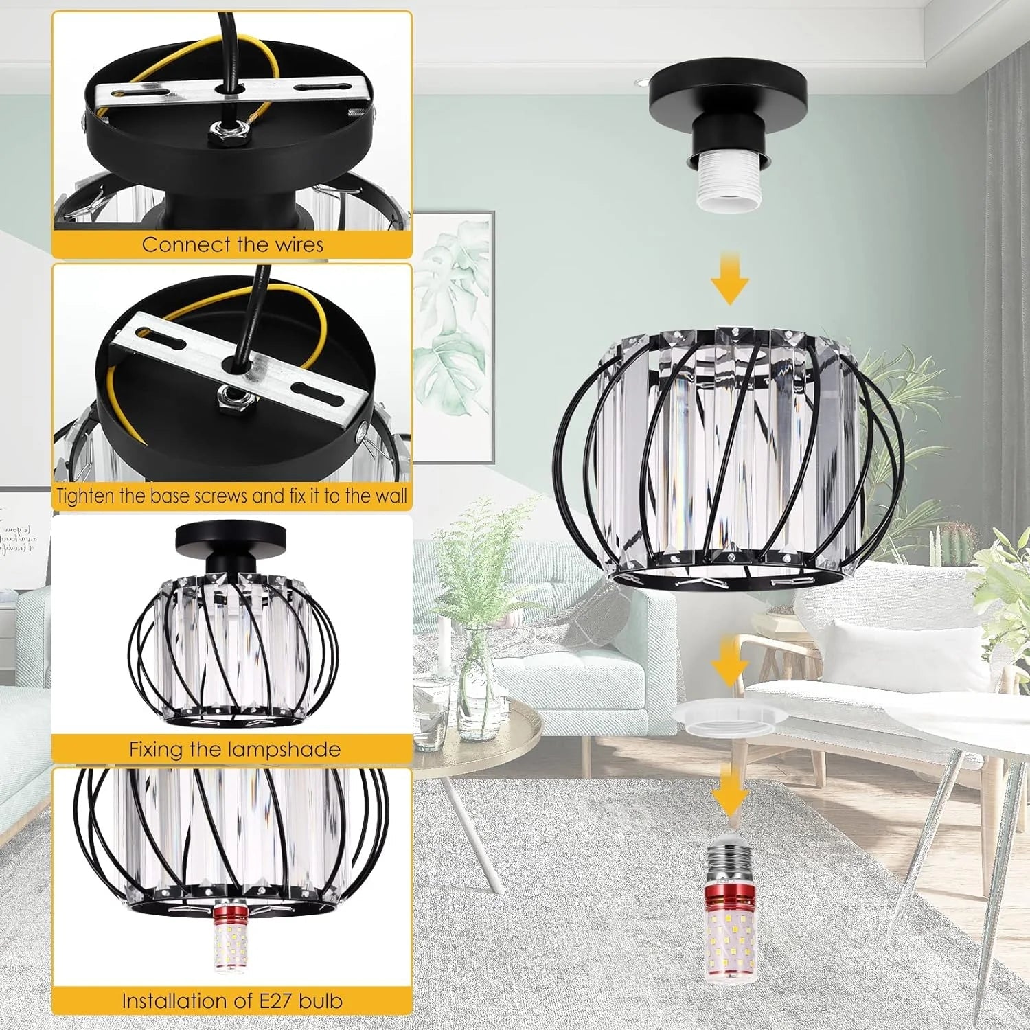 Modern Creative Lantern Shape Glass Ceiling Light