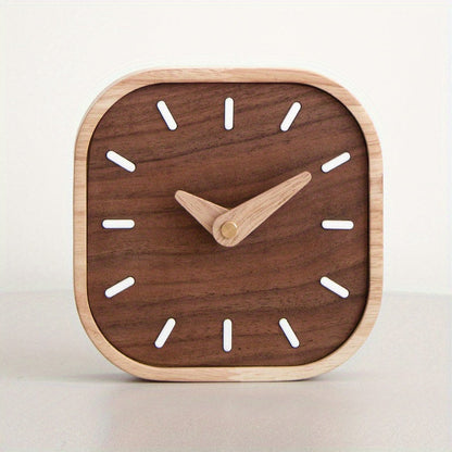 Handcrafted Wooden Table Clock with Silent Quartz Movement – Solid Oak and Walnut Design for Modern Desk or Table Decor 6