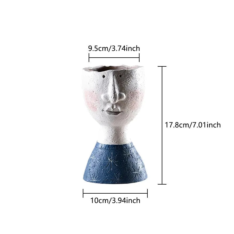 Handmade Resin Portrait Vase for Plants, Flower Pot Sculpture
